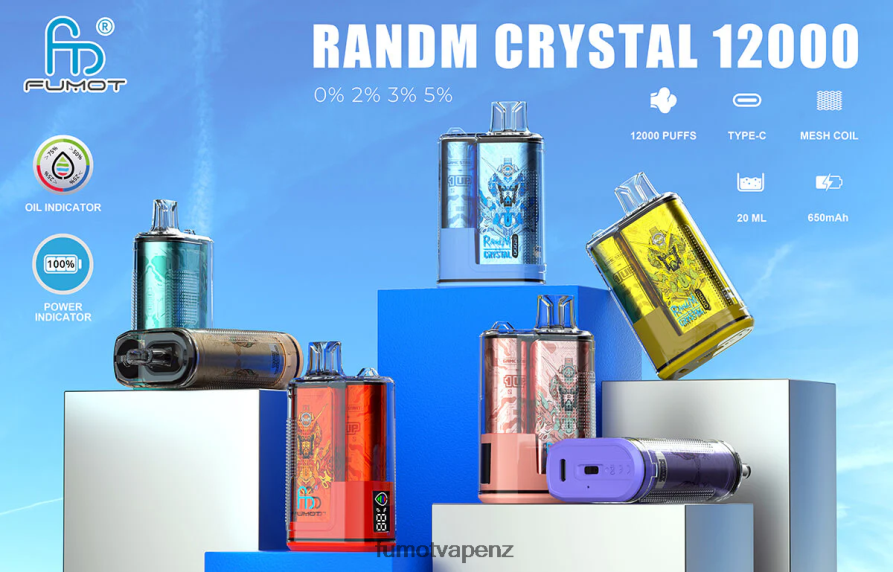 Fumot Crystal 20ML 12000 Disposable Vape Box (1 Piece) Peachy Mango Watermelon - Fumot vape shop 422VLN287