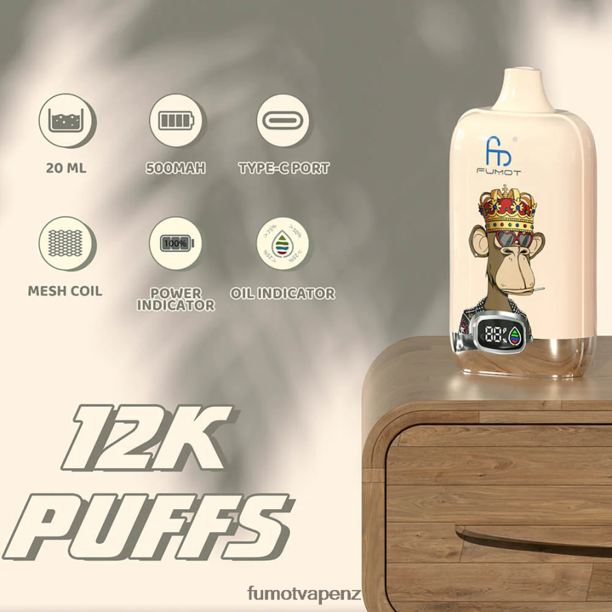 Fumot Digital Box 12000 20ML Disposable Vape Pod - (1 Piece) Kiwi passion Fruit Guava - Fumot vape NZ 422VLN133