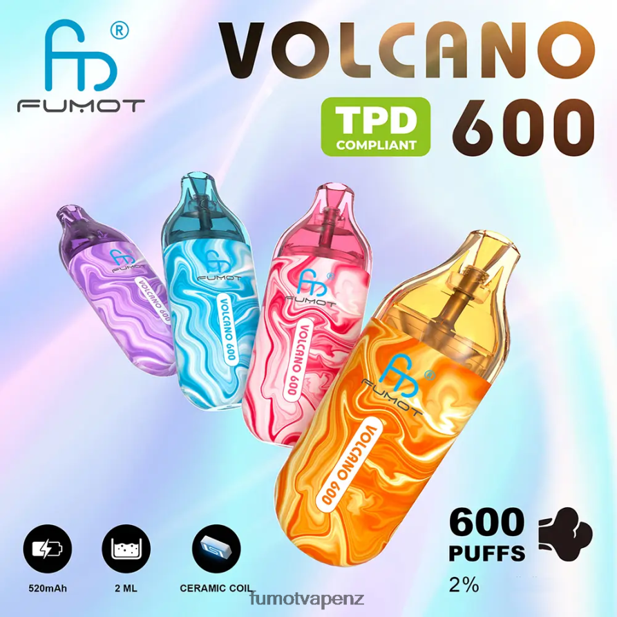Fumot Volcano 600 TPD-Compliant Disposable Vape - 2ML (3 Pieces Set) Blueberry on Ice - Fumot NZ 422VLN302