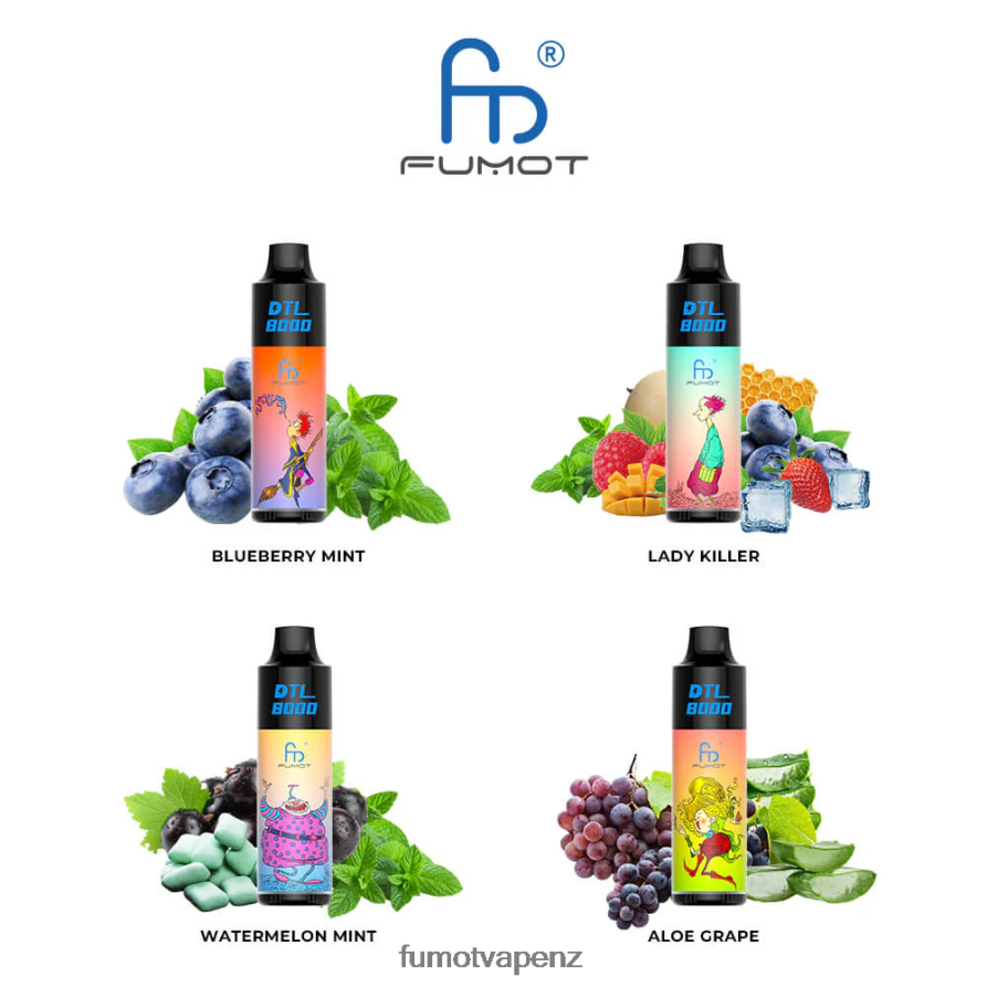 Fumot DTL 8000 Disposable Vape Pen - 16ML (1 Piece) Blue Raspberry Lemon - Fumot vape review 422VLN415