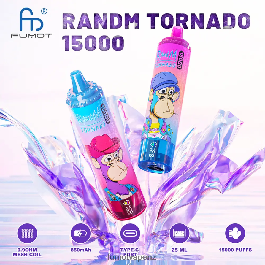 Fumot Tornado 15000 Disposable Vape - 25ML (1 Piece) Ice Pop - Fumot NZ 422VLN172