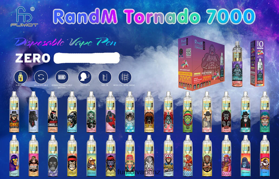 Fumot Tornado 7000 Disposable Vape Pen 0% - 14ML (1 Piece) Red Apple Ice - Fumot vape NZ 422VLN533