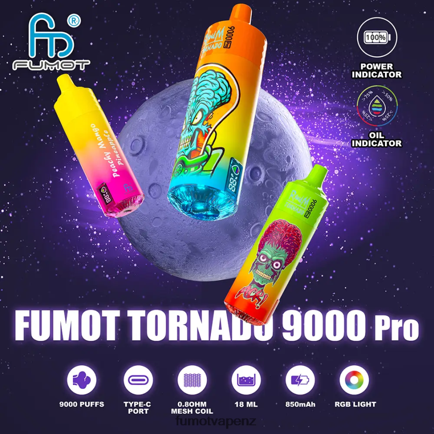 Fumot Tornado 9000 Pro Disposable Vape - 18ML (1 Piece) Aloe Grape - Fumot technology co 422VLN199
