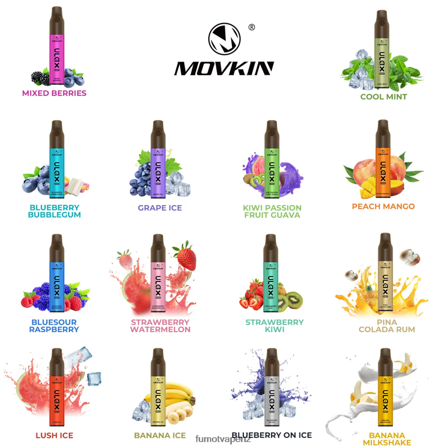 Fumot Movkin Ulax 6800 Disposable Vape, Ceramic Coil - 8ML (1 Piece) Mixed Berries - Fumot vape review 422VLN325