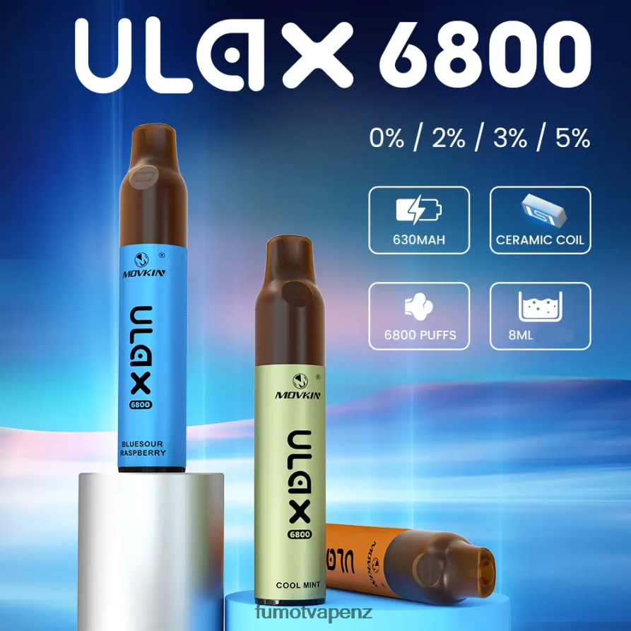 Fumot Movkin Ulax 6800 Disposable Vape, Ceramic Coil - 8ML (1 Piece) Mixed Berries - Fumot vape review 422VLN325
